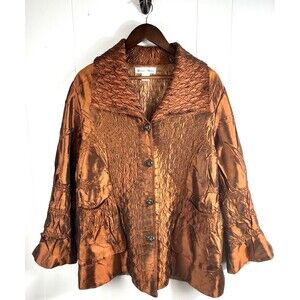 General Apparel Women’s Size Small Copper Evening Event Coat Jacket Pockets
